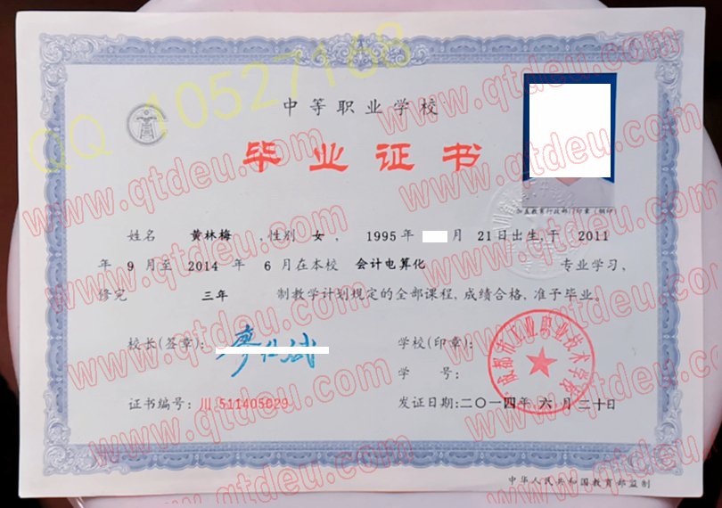 成都市工业职业技术学校毕业证模板/样本