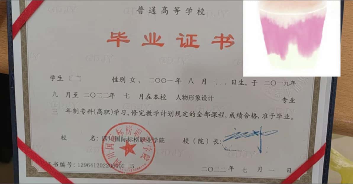 2022年四川国际标榜职业学院全日制大专毕业证（人物形象设计）