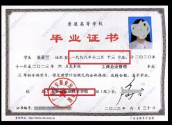 广东新安职业技术学院毕业证原版样本图片